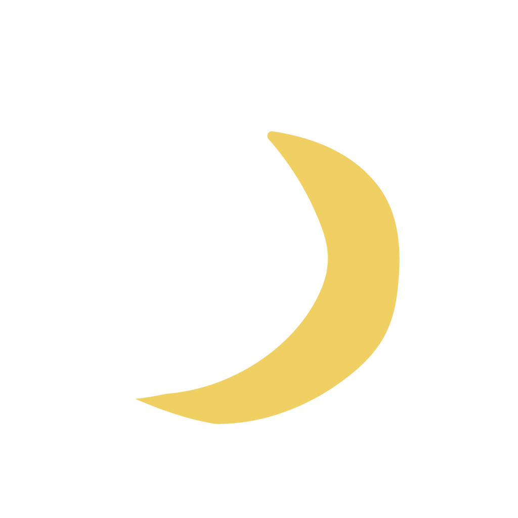 a yellow moon-shaped cutout